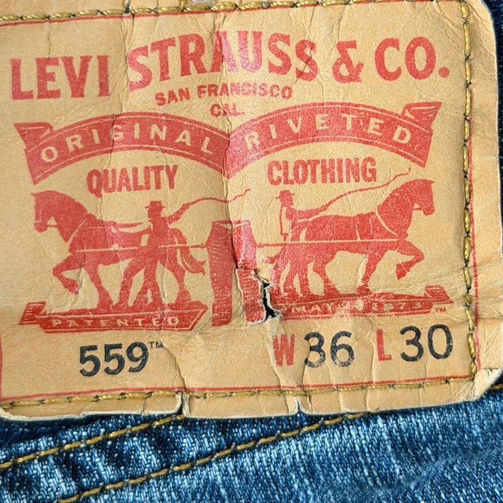 Levis 559 Relaxed Straight Leg Mens Jeans‎ 36x30 Blue Medium Wash Denim